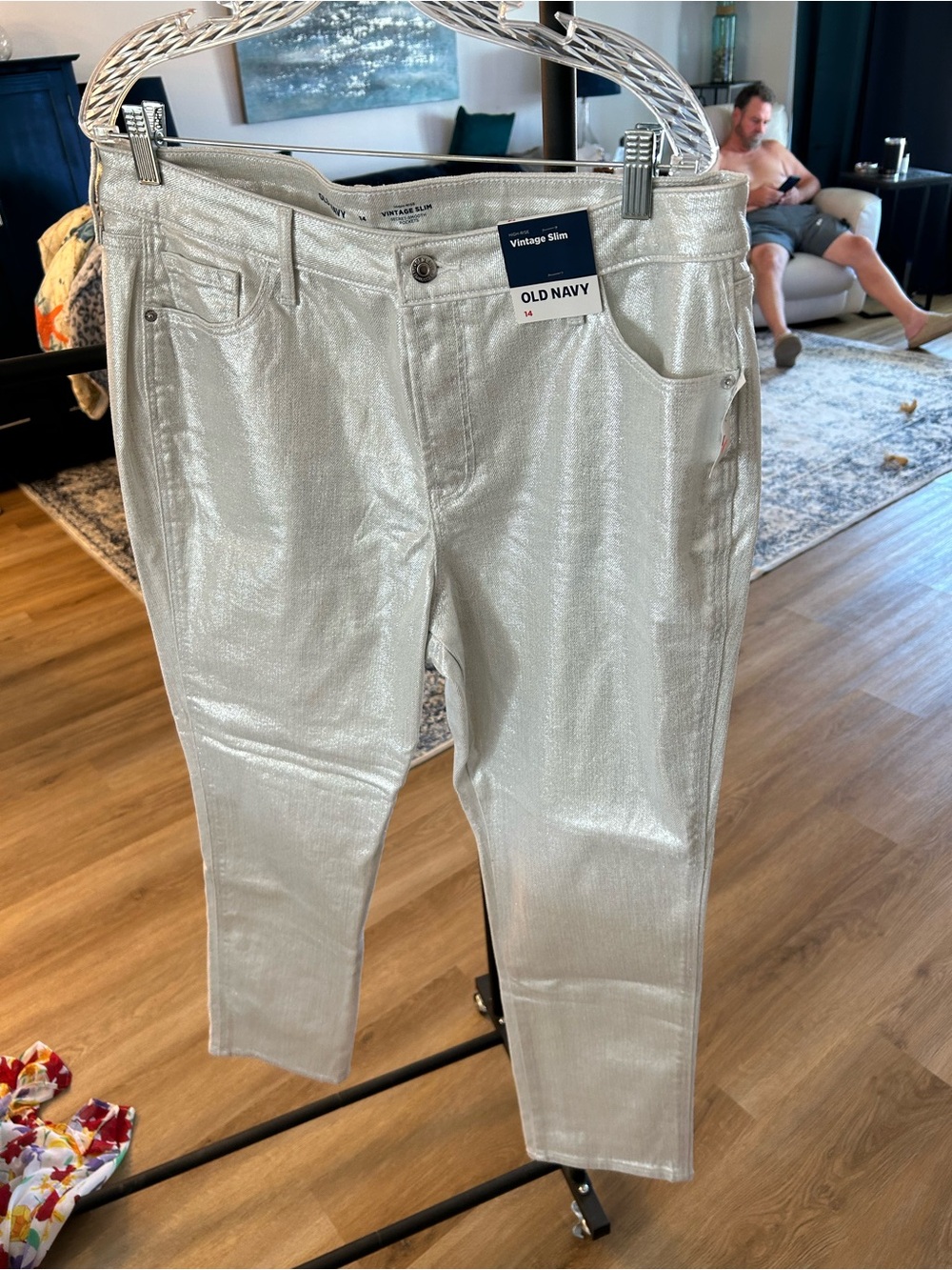 Old Navy Metallic Silver Vintage Slim Women's Jeans